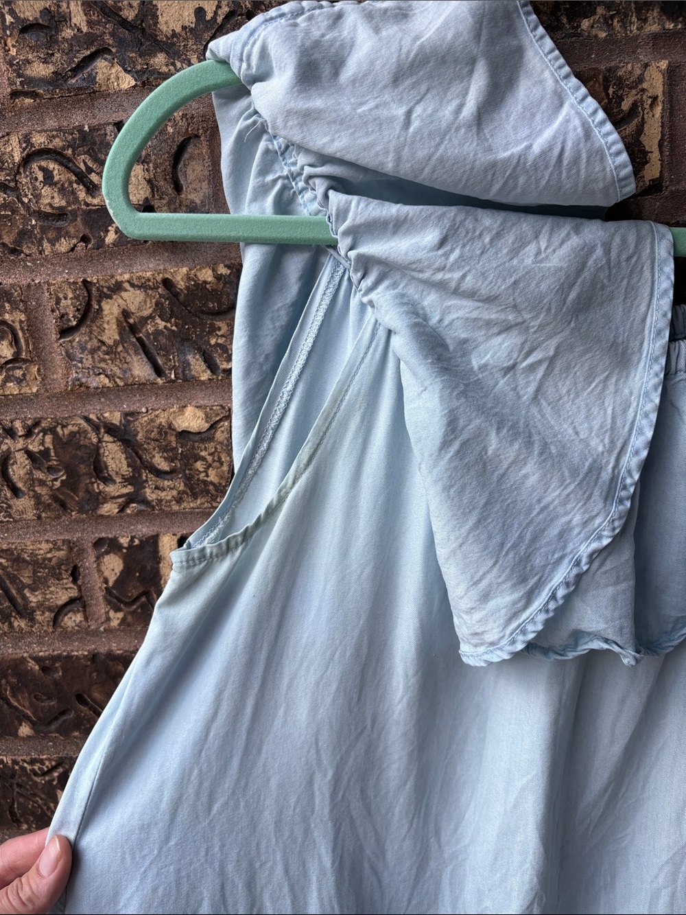Philosophy 100% Tencel Light Blue Off-the-Shoulder Ruffle Dress, M - Picture 5 of 6